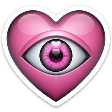 A black heart crystal with a pink eye in the center sticker