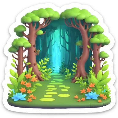 enchanted forest with glowing plants and magical atmosphere sticker