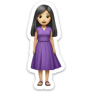 Long hair Japanese girl in purple dress  sticker