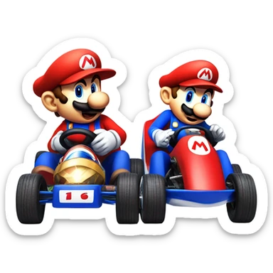 Mario racing against Sonic  sticker