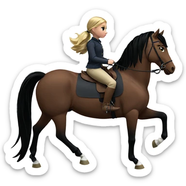 blonde girl horseback riding sticker