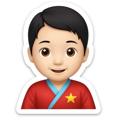 photorealistic Chinese baby with black hair sticker