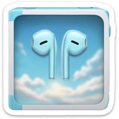 Light blue sky iPod earphones box half open sticker