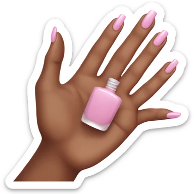 Light pink nails holding nail polish sticker