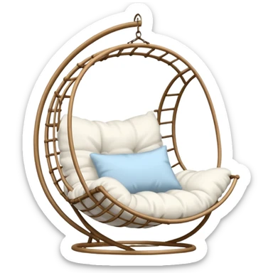 classic hanging chair with big pillows and blanket sticker