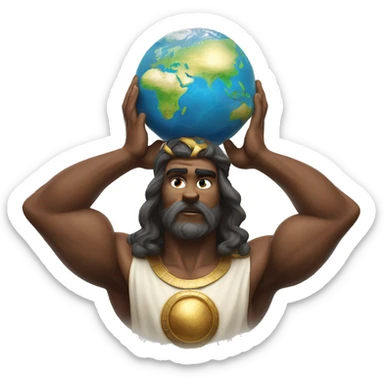 An emoji of Atlas, the mythological figure, depicted holding up the globe on his shoulders, symbolizing strength and endurance sticker