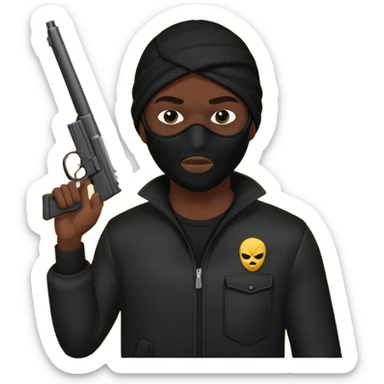 Make a black guy robbing store with gun sticker