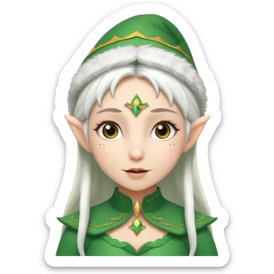 elf girl with elf hat, white hair sticker