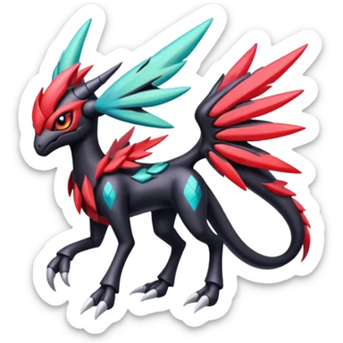 Colorful Shiny Edgy Cool Badass Painted Splashed Exotic Meloetta-Palkia-Zekrom-Yveltal-Darkrai-Fakémon-creature-hybrid sticker
