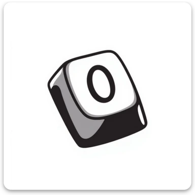 Number 0 keycap, keyboard button with the digit zero sticker