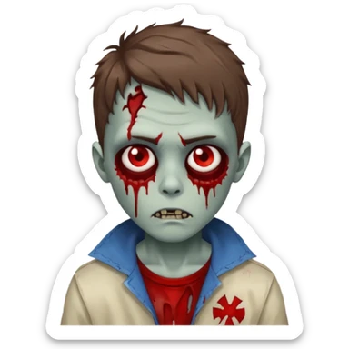 zombie boy with wavy brown hair sticker