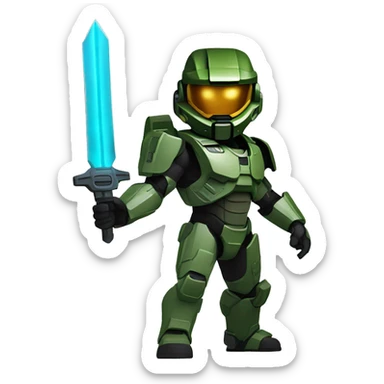 Master chief holding an energy sword sticker