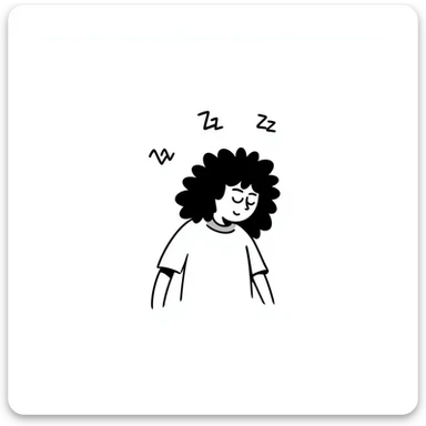 a super tired person with messy hair and Zzz above their head sticker