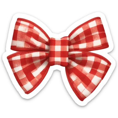 Red and white gingham hair bow  sticker