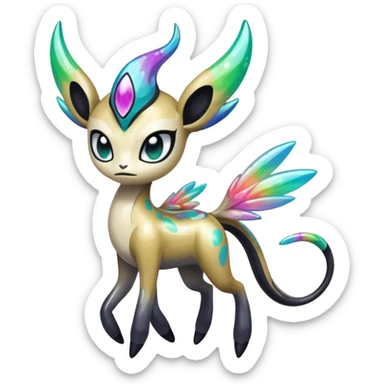 Colorful Shiny Edgy Cool Badass Painted Splashed Exotic Meloetta-Palkia-Venom-Fakémon-creature-hybrid sticker