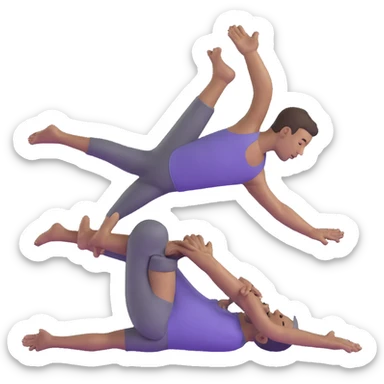 man doing pigeon yoga pose with one leg bent in front and one leg stretched behind sticker
