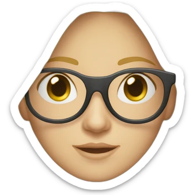 Une fille blonde avec une queue de cheval avec des lunettes ronde et haut blanc sticker