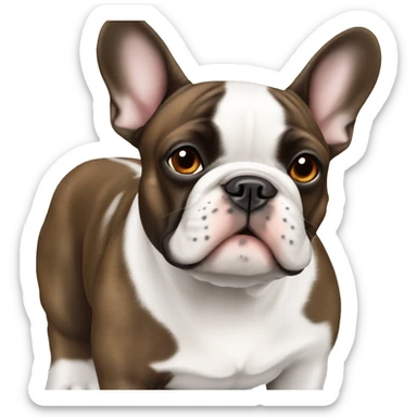 french bulldog white with brown spot on whole ear sticker