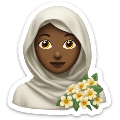 A fully veiled woman with jasime flowers sticker