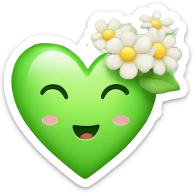 Cute emoji of light green heart and flower  sticker