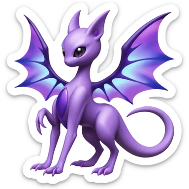 Mewtwo-Lunala-Noibat-Fakémon-hybrid-creature (full body)  sticker