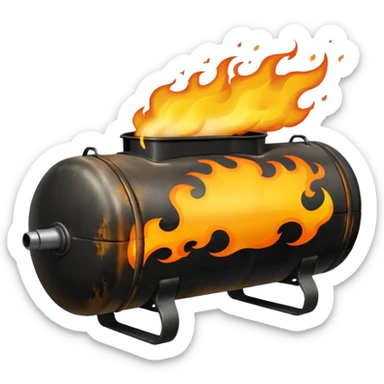 fuel tank on fire sticker