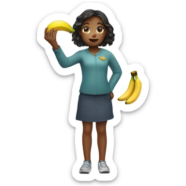 Girl with a banana in hand sticker