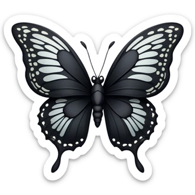 A black butterfly with intricately detailed wings, featuring a central ribbon tied in a bow, blending gothic fashion with nature’s beauty. sticker