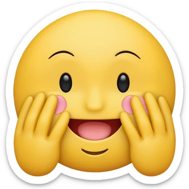Yellow Standard smiley emoji blushing and hiding face with hands sticker