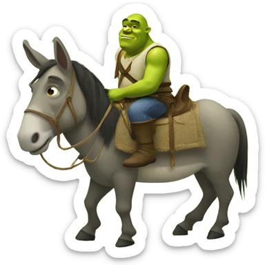 Shrek on top of a donkey sticker