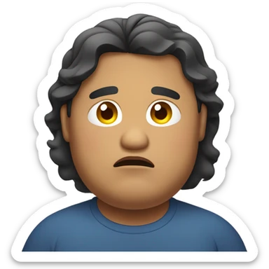 Fat Filipino guy with wavy hair looking sad sticker