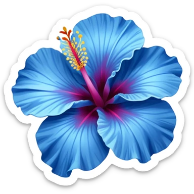 Blue hibiscus flower sticker