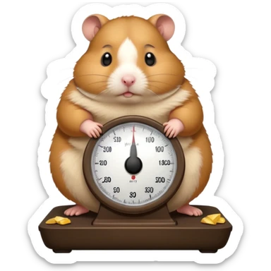 fat hamster big belly stepping on a broken scale looking guilty sticker