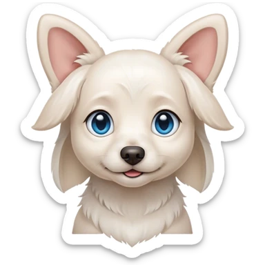 Blue eyed small white dog ffloppy ears sticker