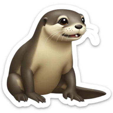 Loutre qui tape les fasses d'une tortue sticker