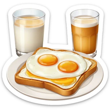 Breakfast ( bread + egg + a glass of milk) sticker