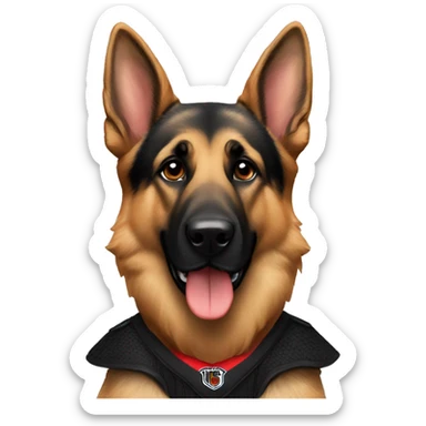 German shepherd wearing chicago blackhawks jersey sticker