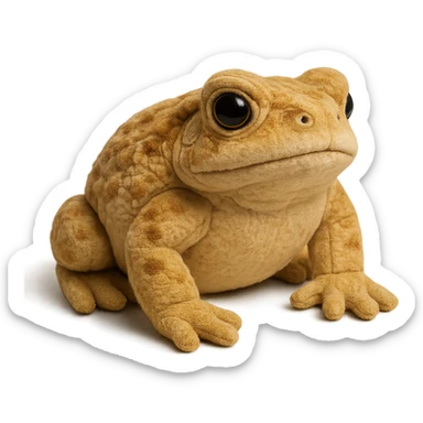 realistic bufo frog doll, plush toy, soft textures, detailed, no background sticker