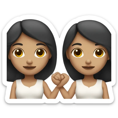 latina twins with pale skin holding hands sticker
