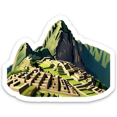 Machu Picchu with subdued earthy tones, not bright sticker