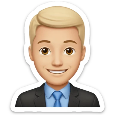 An outgoing office worker male in his late 20s, cheerful image sticker