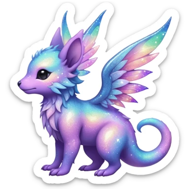 Pastel nebula furry realistic glittery Randomly-faerie-drake-colored sparkly exotic Fakémon-creature sticker