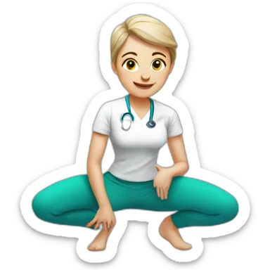 Physiotherapist doing a squat sticker