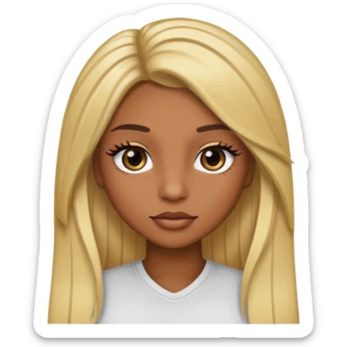 brown skin long blonde hair with long lashes sticker