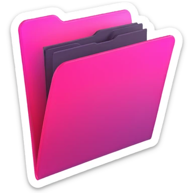 document folder, transparent glass with bright pink gradient from #FF335F to #FF99AA, soft shadows and highlights, minimalistic sticker