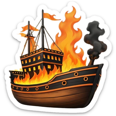 un barco quemandose sticker