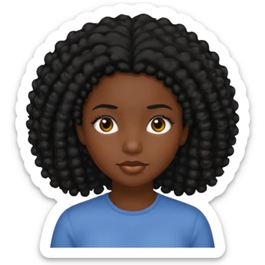 tạo cho tôi cô gái da đen tóc đen hơi xù nhẹ sticker