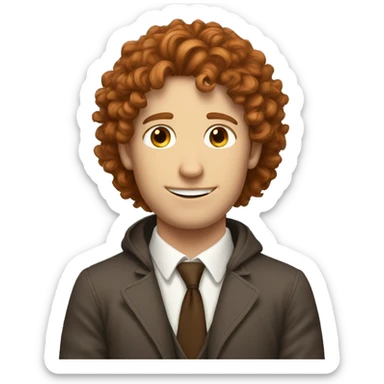 guy with curly red ish brown hair white guy sticker