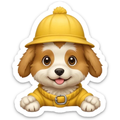 puppy dog with hat yellow sticker