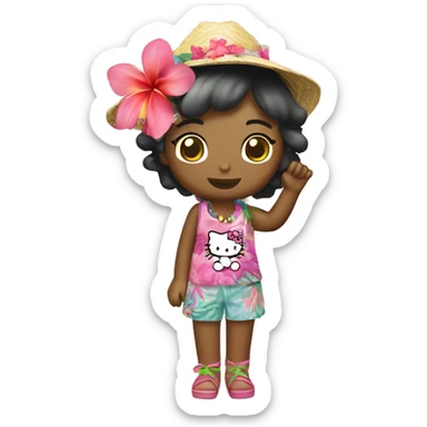 Hello kitty summer Hawaii beach sticker